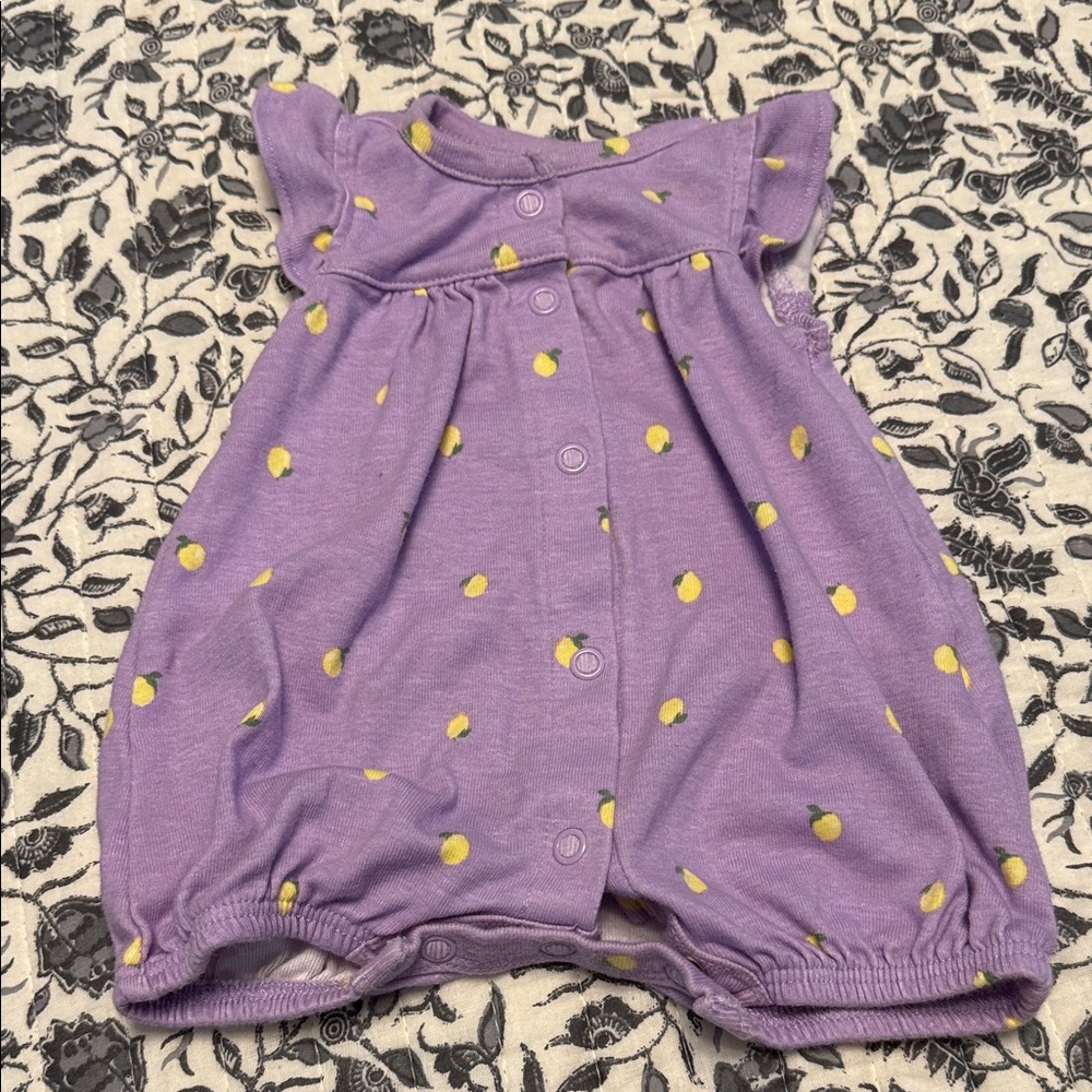 Carter's Purple Onesie with Lemons- Size Newborn